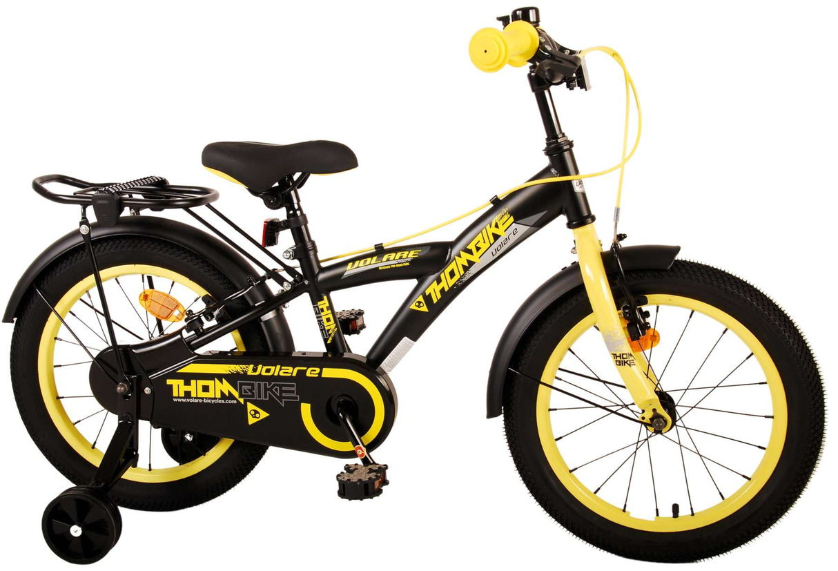 Volare Thombike Children's Bike Boys 16 pouces Black Jaune à deux mains Freins