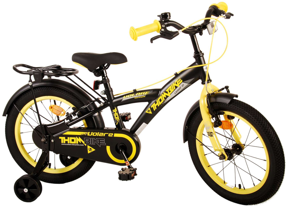 Volare Thombike Children's Bike Boys 16 pouces Black Jaune à deux mains Freins