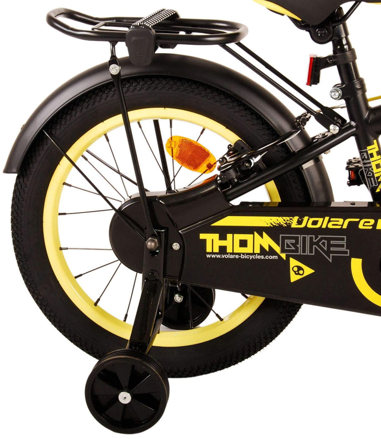 Volare Thombike Children's Bike Boys 16 pouces Black Jaune à deux mains Freins