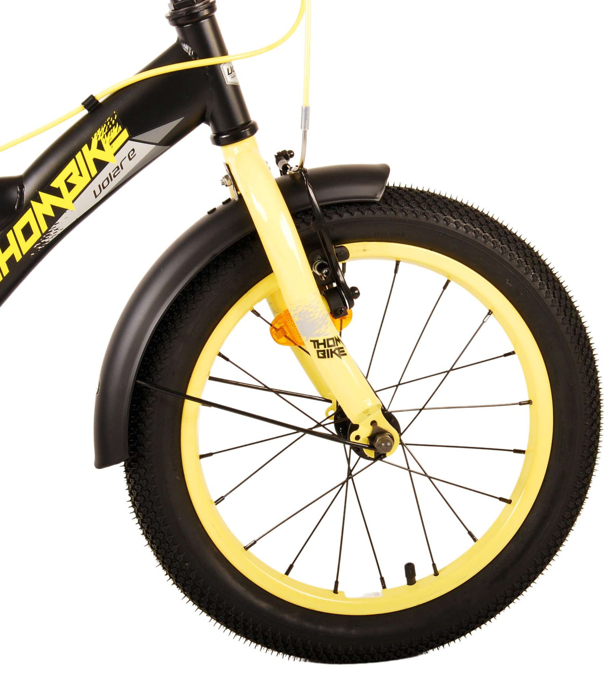 Volare Thombike Children's Bike Boys 16 pouces Black Jaune à deux mains Freins