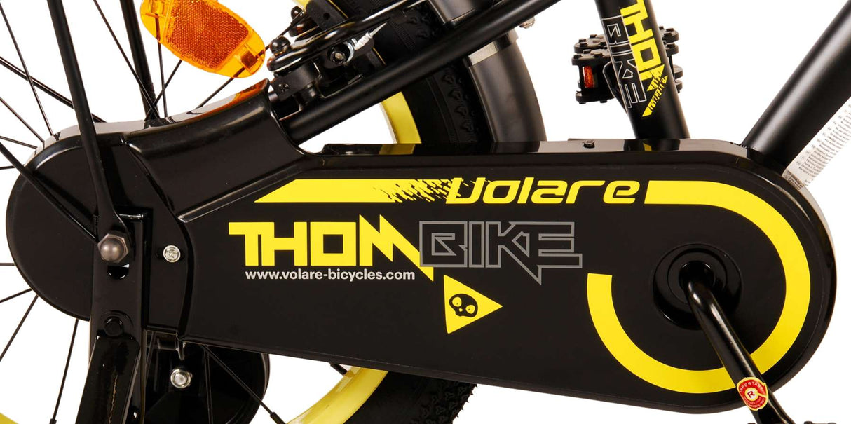 Volare Thombike Children's Bike Boys 16 pouces Black Jaune à deux mains Freins