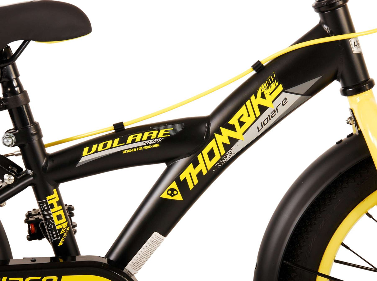 Volare Thombike Children's Bike Boys 16 pouces Black Jaune à deux mains Freins