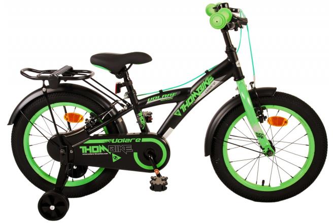 Volore Thombike Kanner Vëlo - Jongen - 16 Zoll - schwaarz gréng - zwee Handbremsen