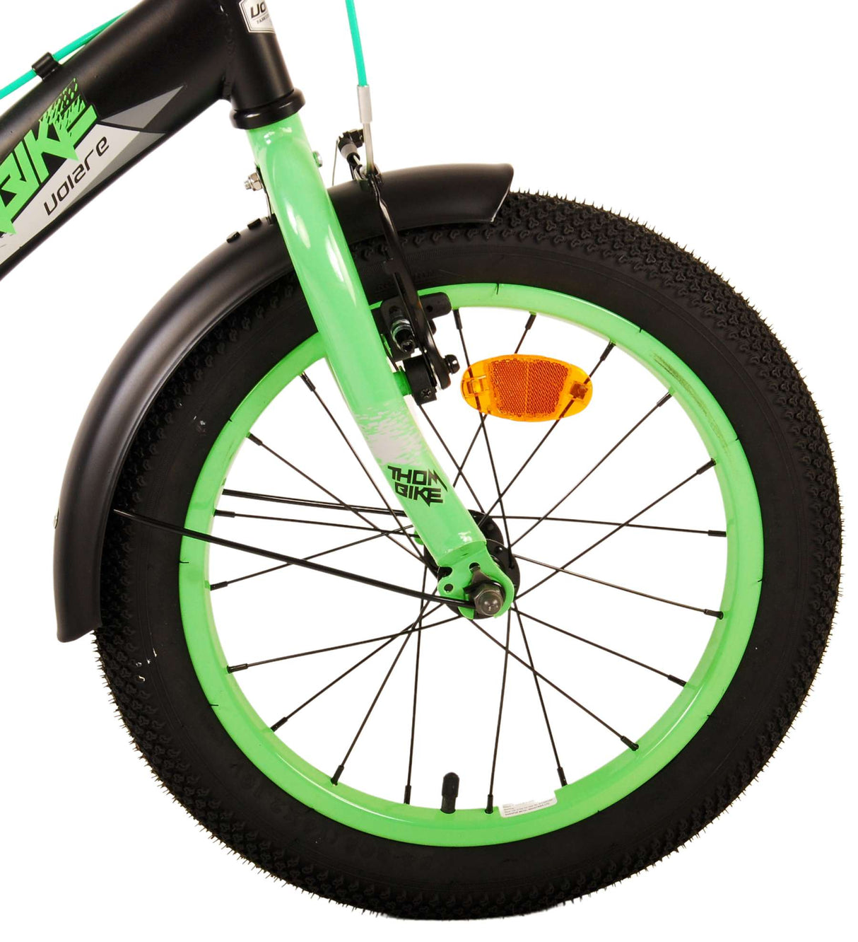 Volore Thombike Kanner Vëlo - Jongen - 16 Zoll - schwaarz gréng - zwee Handbremsen