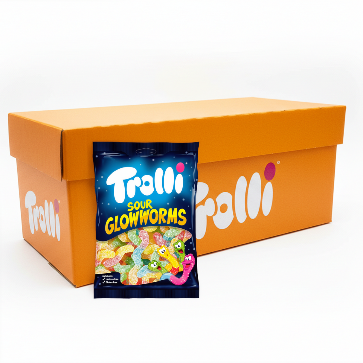 Торбичка Trolli Sour Glowworms (18x 200g)