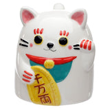 Maneki neko lucky cat upside down ceramic mug