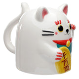 Maneki neko lucky cat upside down ceramic mug