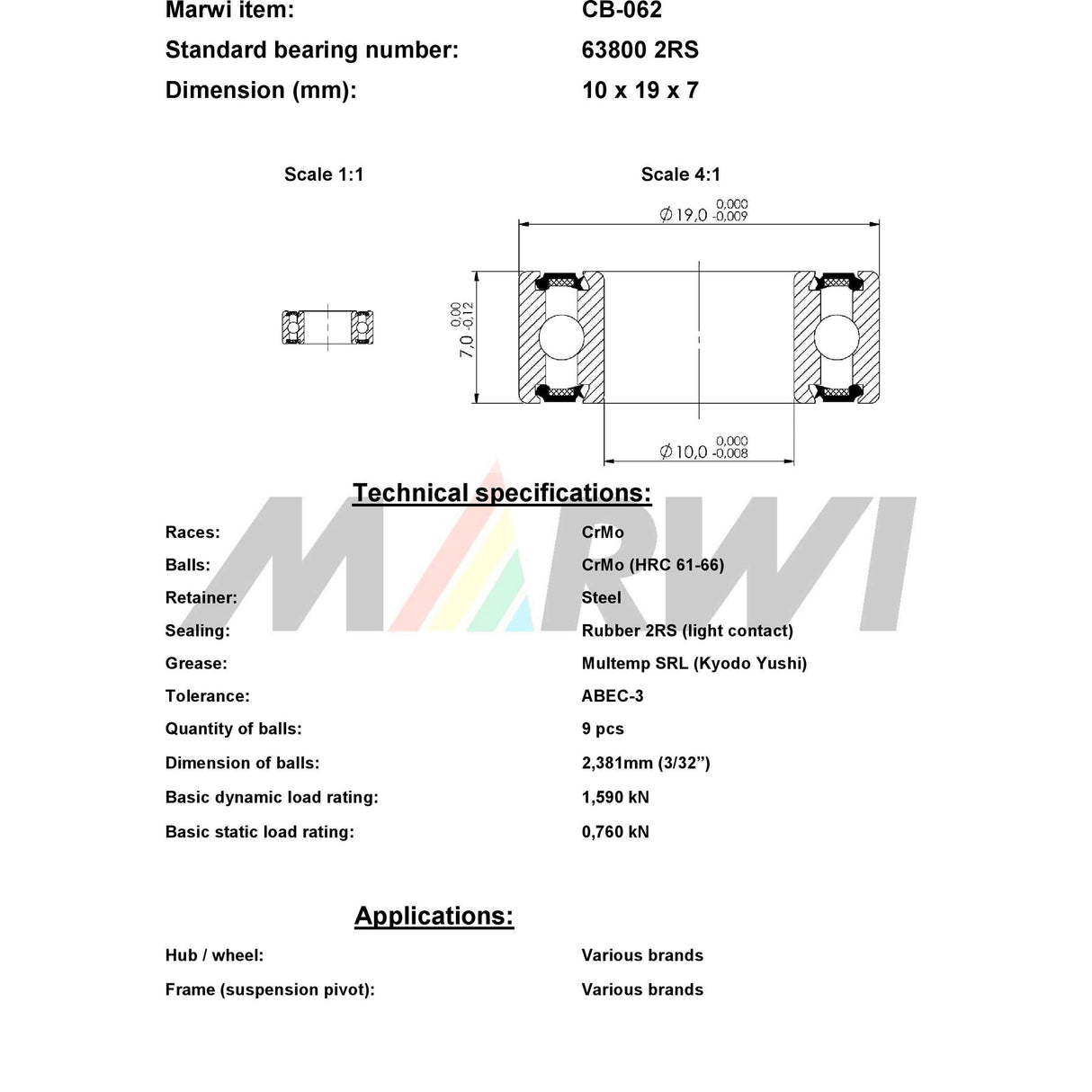 Marwi Union Ball Lafing Ball Lafing Union CB-062 10x19x7