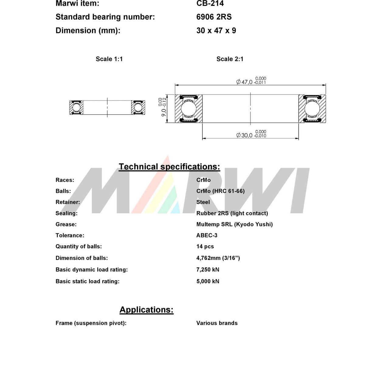 Marwi Union Ball Lafing Ball Lafing Union CB-214 30x47x9