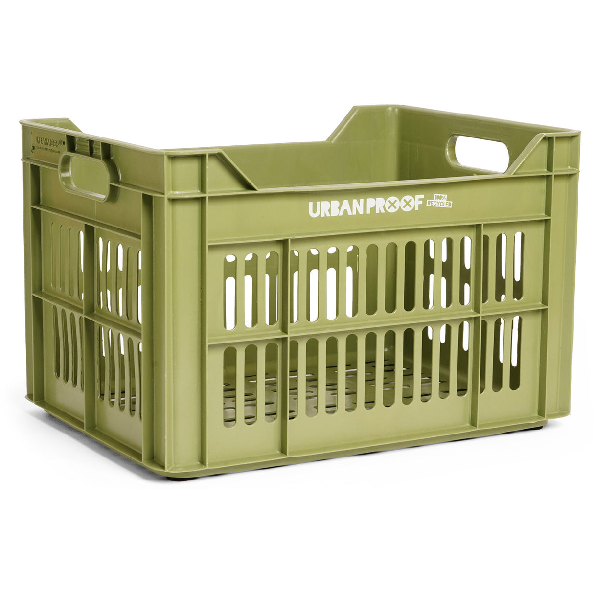 Cassa per biciclette a prova urbana in plastica riciclata da 30L oliva verde 40x30x25 cm