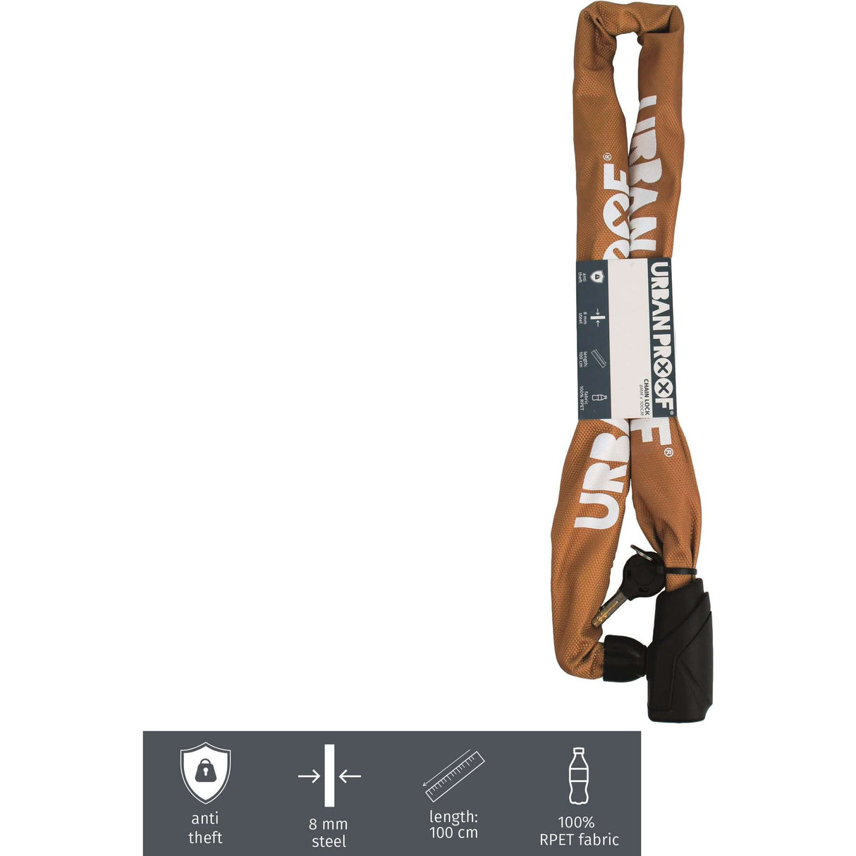 Urbansicheres Kettenschloss 8mm*100 cm Gelb