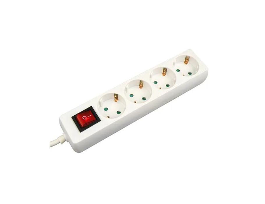 Vb extendable socket - with switch - 4 connections - white
