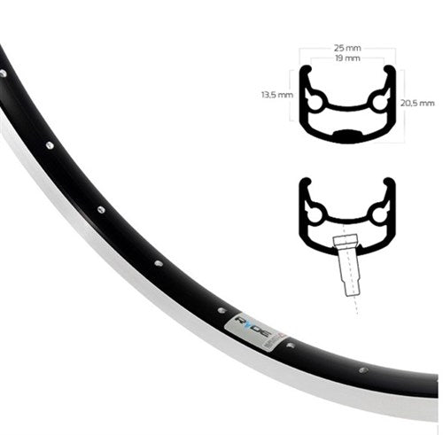 Ryde Velg 28 inch 622 Andra 30 Black cut side 36