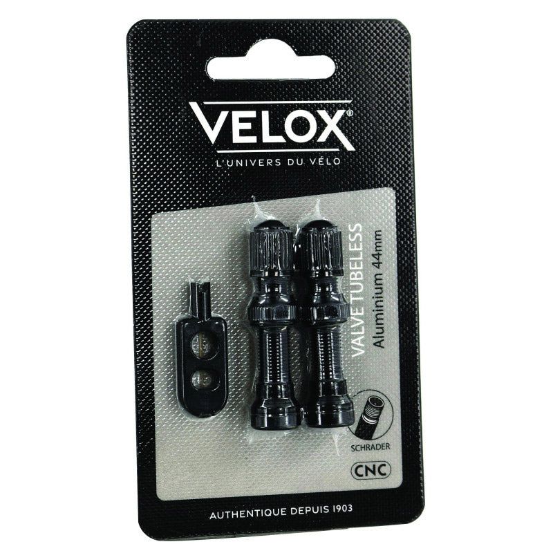 Velox valve tubeless schrader 60mm aluminum black (2pcs)