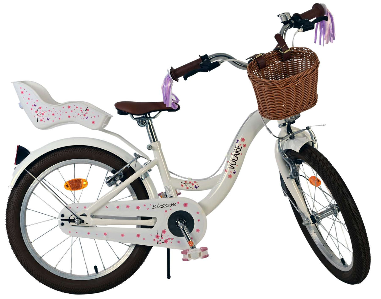 Volare blossom kinderfahrrad - mädchen - 18 zoll - weiß - zwei handbremsen