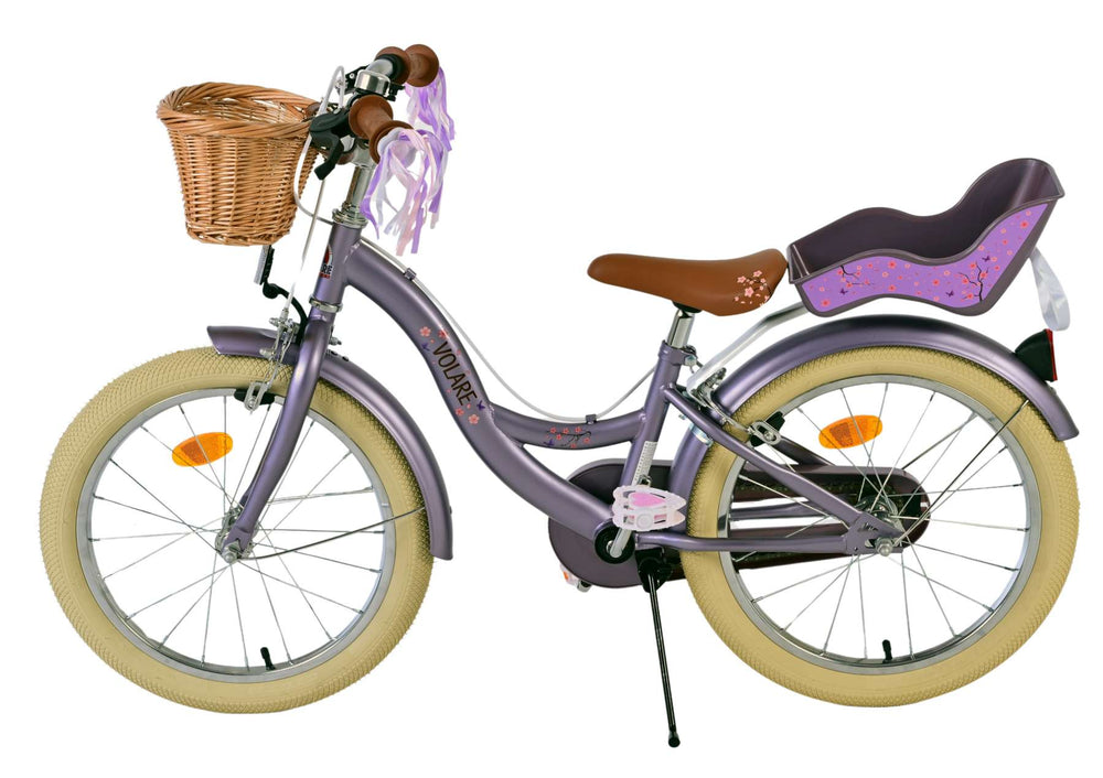 Volare blossom kinderfiets - meisjes - 18 inch - paars - twee handremmen
