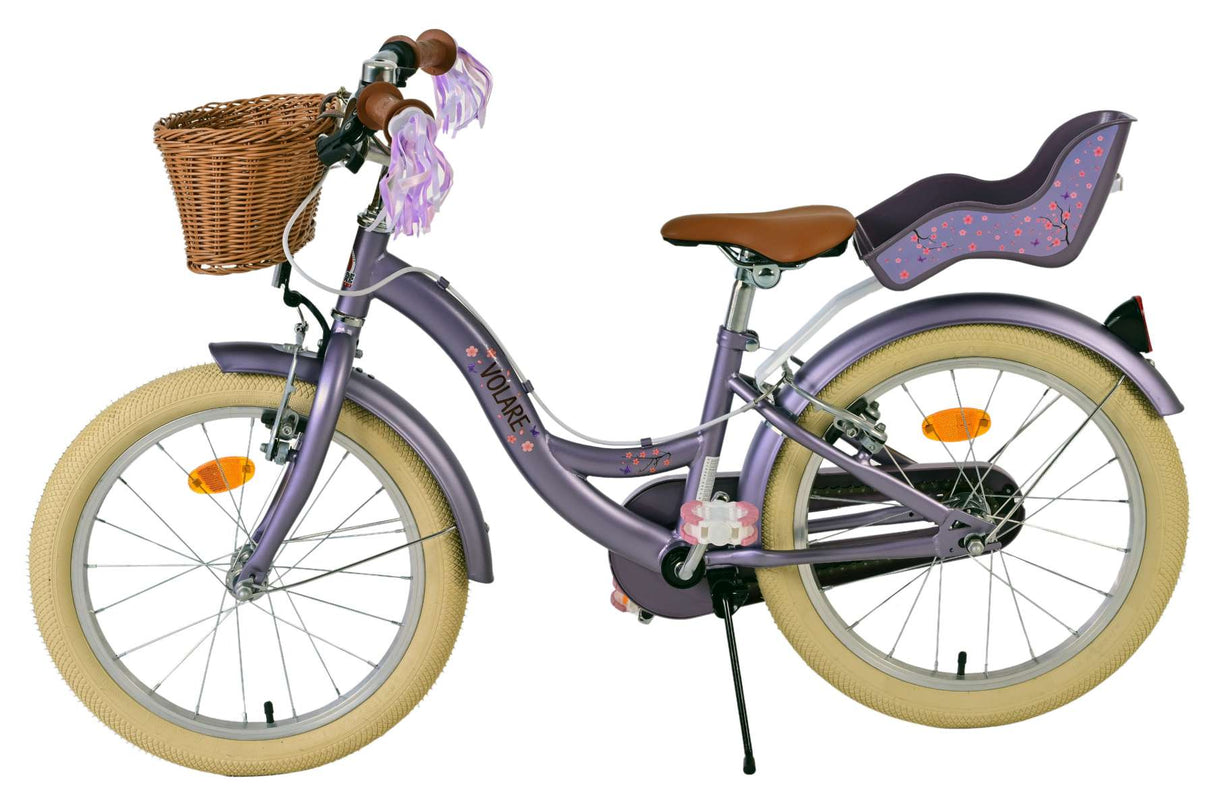 Volare blossom kinderfahrrad - mädchen - 18 zoll - lila - zwei handbremsen