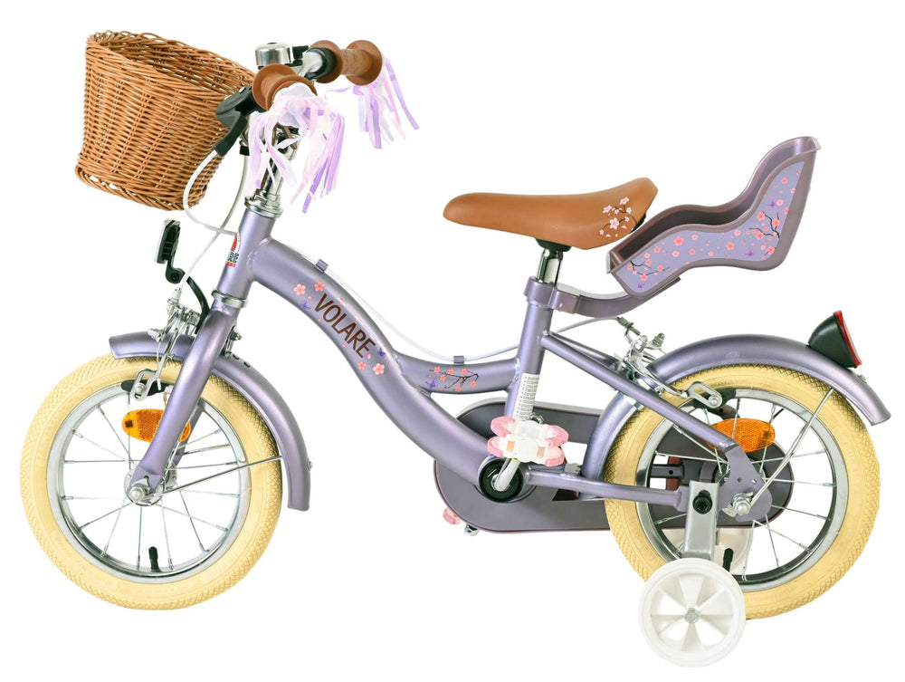 Volare blossom kinderfiets - meisjes - 12 inch - paars - twee handremmen