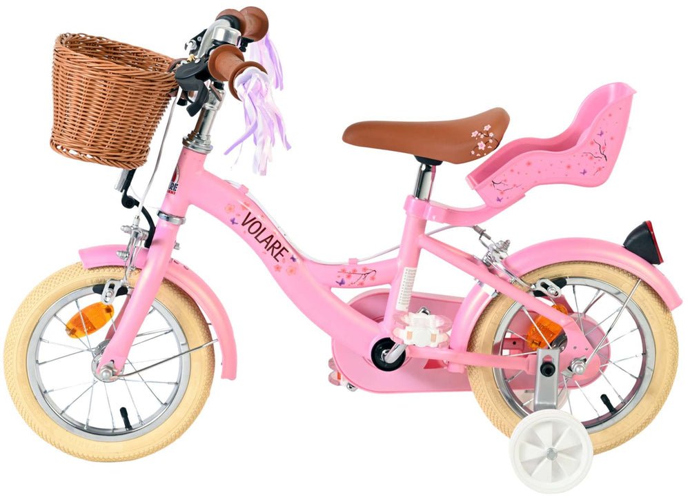 Volare blossom kinderfiets - meisjes - 12 inch - roze - twee handremmen