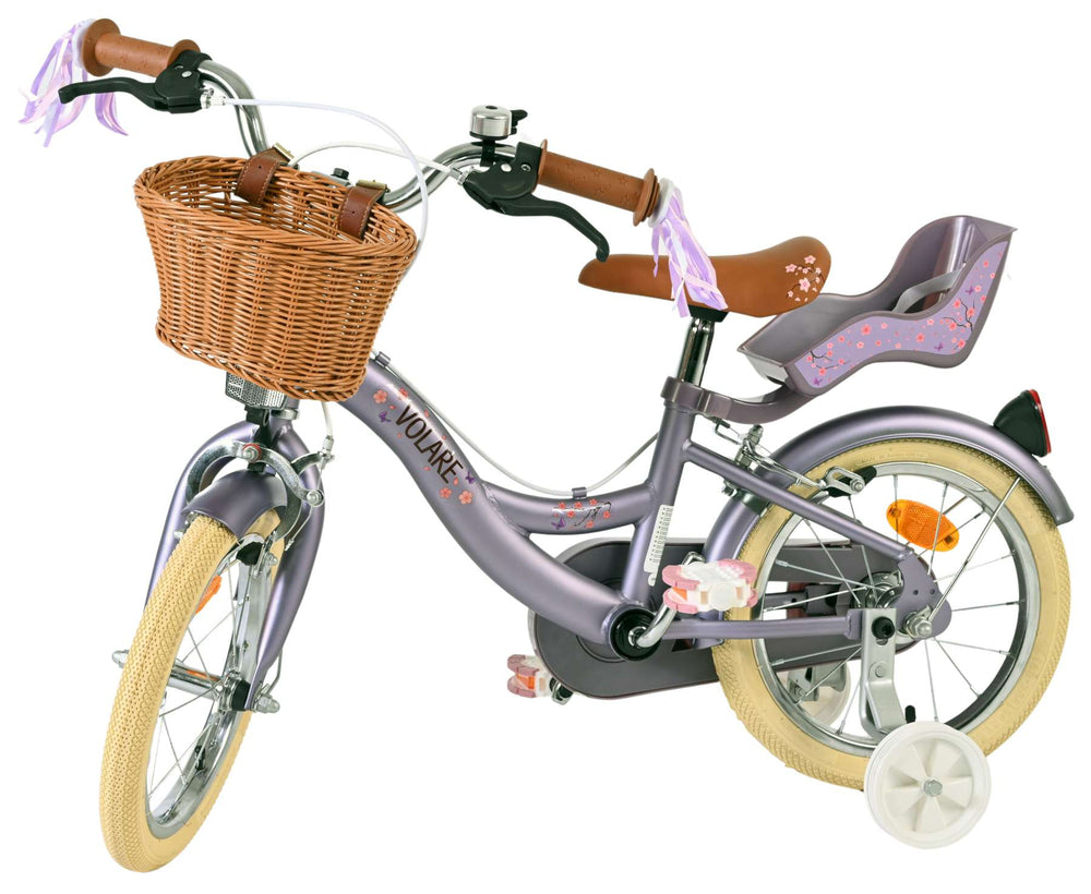 Volare Blossom children's bicycle - girls - 14 inch - purple - two hand brakes