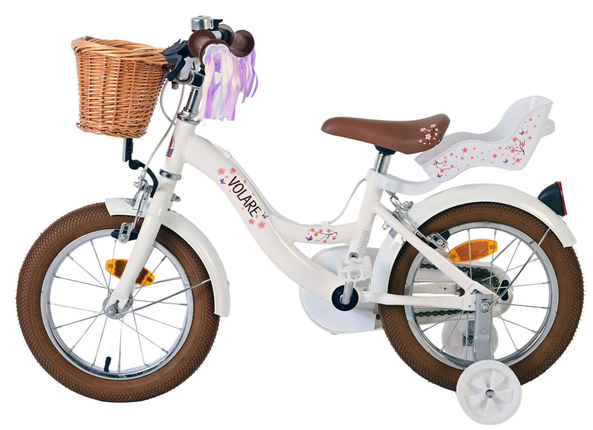 Volare Blossom Dětské kolo dívky 14 palců bílé dvě ruční brzdy