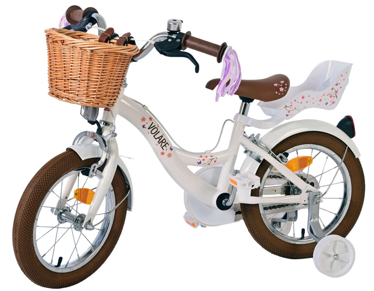 Volare blossom kinderfahrrad - mädchen - 14 zoll - weiß - zwei handbremsen