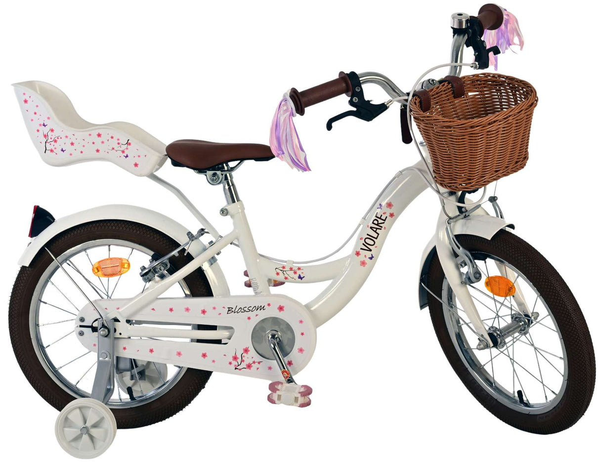 Volare blossom kinderfahrrad - mädchen - 16 zoll - weiß - zwei handbremsen