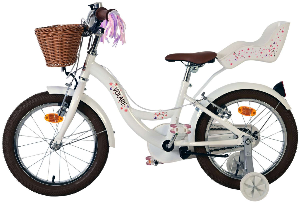 Volare blossom kinderfahrrad - mädchen - 16 zoll - weiß - zwei handbremsen
