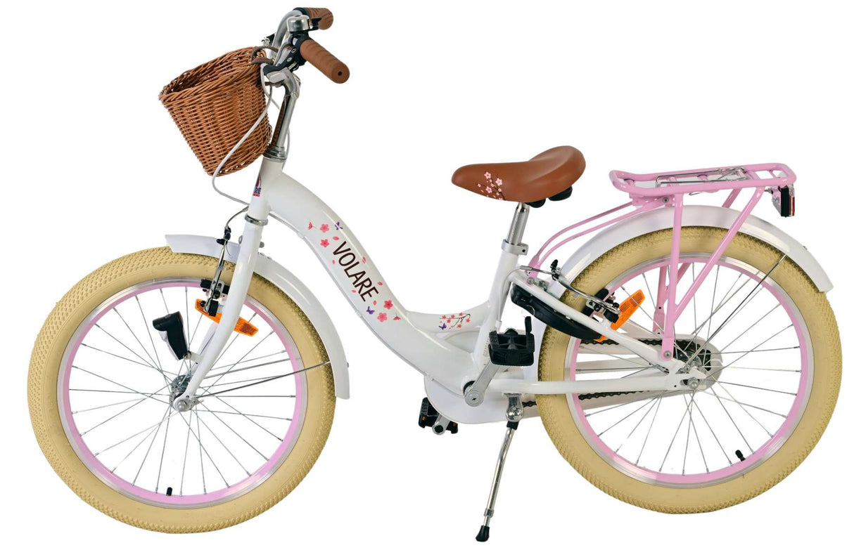 Volare Blossom Children's Bicycle - Girls - 20 Inch - White - Två handbromsar