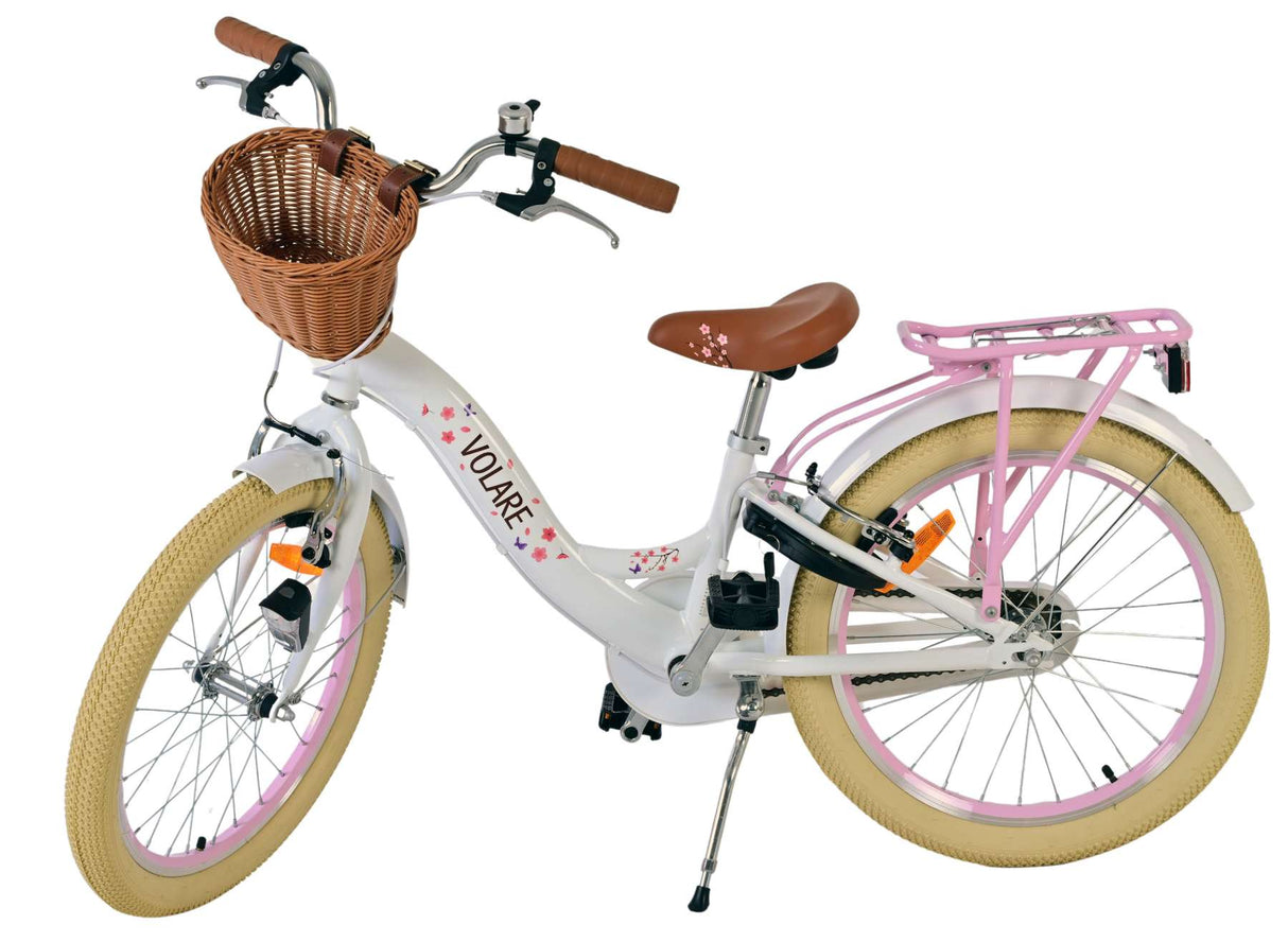 Volare Blossom Children's Bicycle - Girls - 20 Inch - White - Två handbromsar