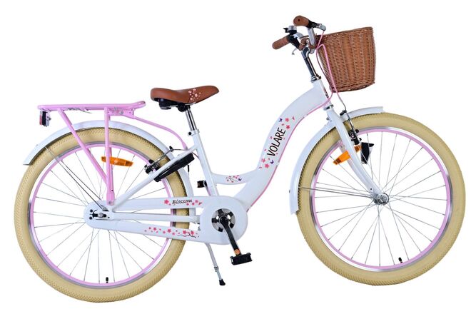 Volare Blossom Bicycle para niños - Niñas - 24 pulgadas - Blanco - Dos frenos de mano