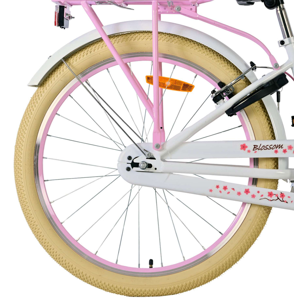 Volare Blossom Bicycle para niños - Niñas - 24 pulgadas - Blanco - Dos frenos de mano