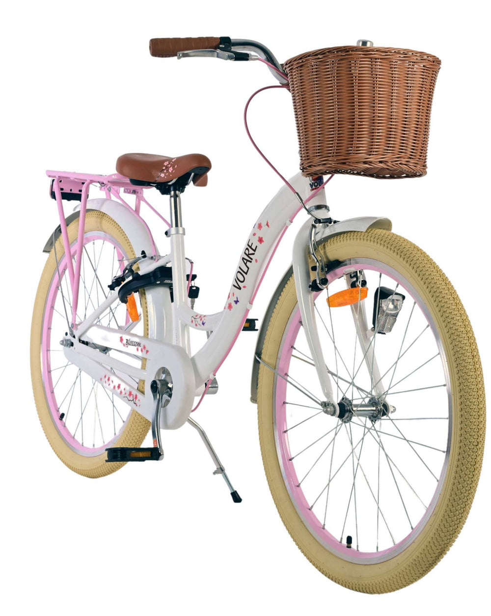 Volare Blossom Bicycle para niños - Niñas - 24 pulgadas - Blanco - Dos frenos de mano