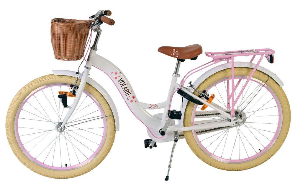 Volare Blossom Bicycle para niños - Niñas - 24 pulgadas - Blanco - Dos frenos de mano