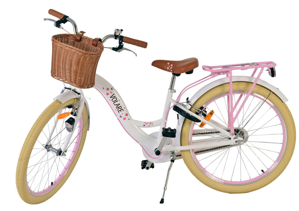 Volare Blossom Bicycle para niños - Niñas - 24 pulgadas - Blanco - Dos frenos de mano