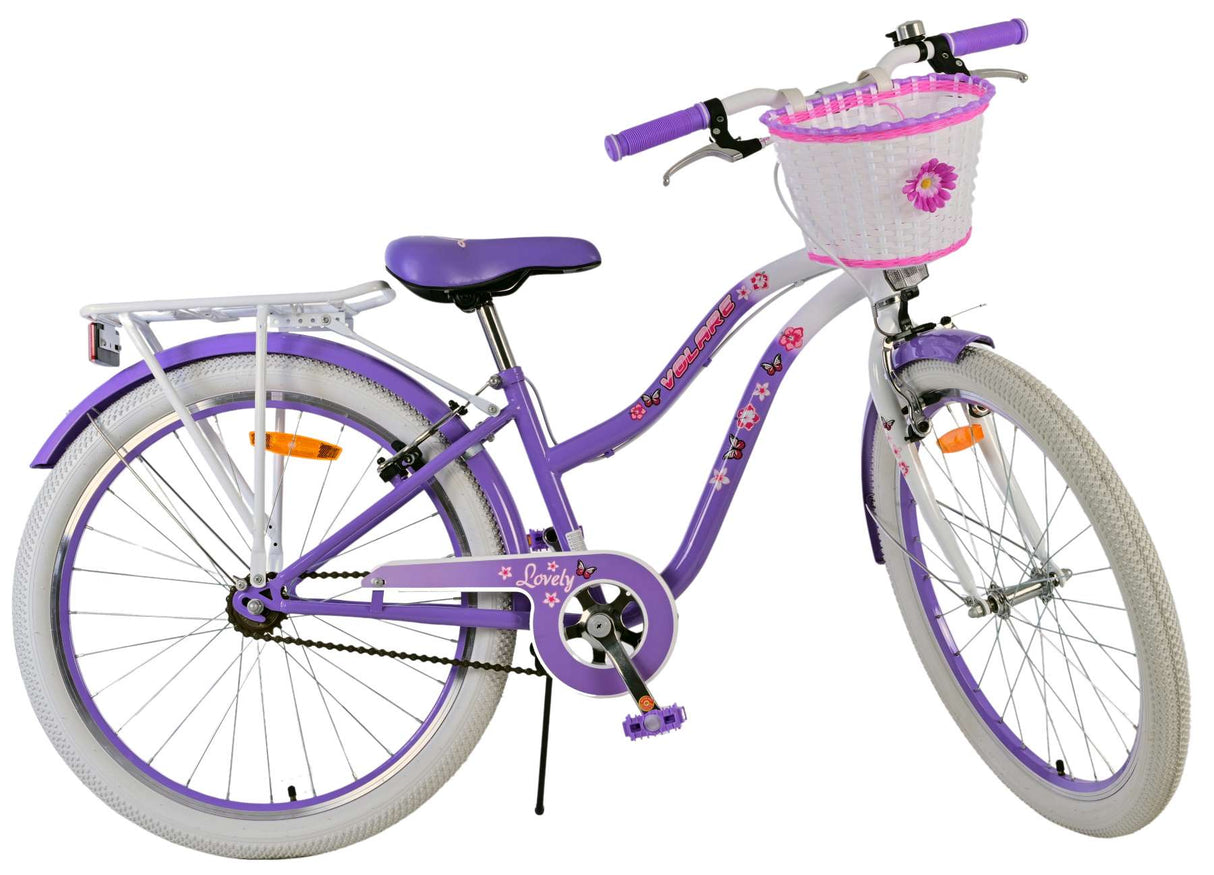 Volare Lovely Children's Bicycle - Girls - 24 Inch - Purple - Two Hand brakes