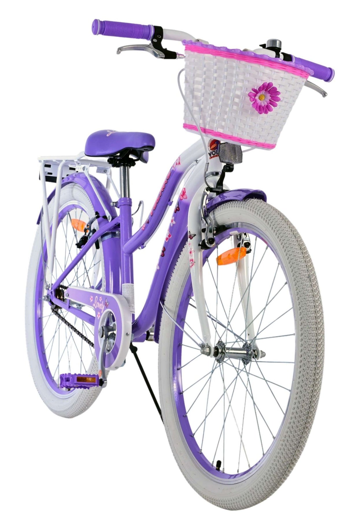 Volare Lovely Children's Bicycle - Girls - 24 Inch - Purple - Two Hand brakes
