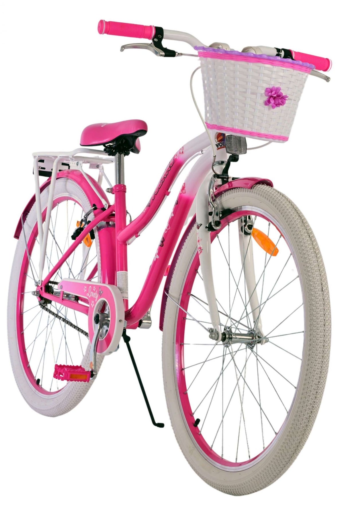 Volore léiwe Kanner Velo - Meedercher - 26 Zoll - Rosa - zwee Handbremsen
