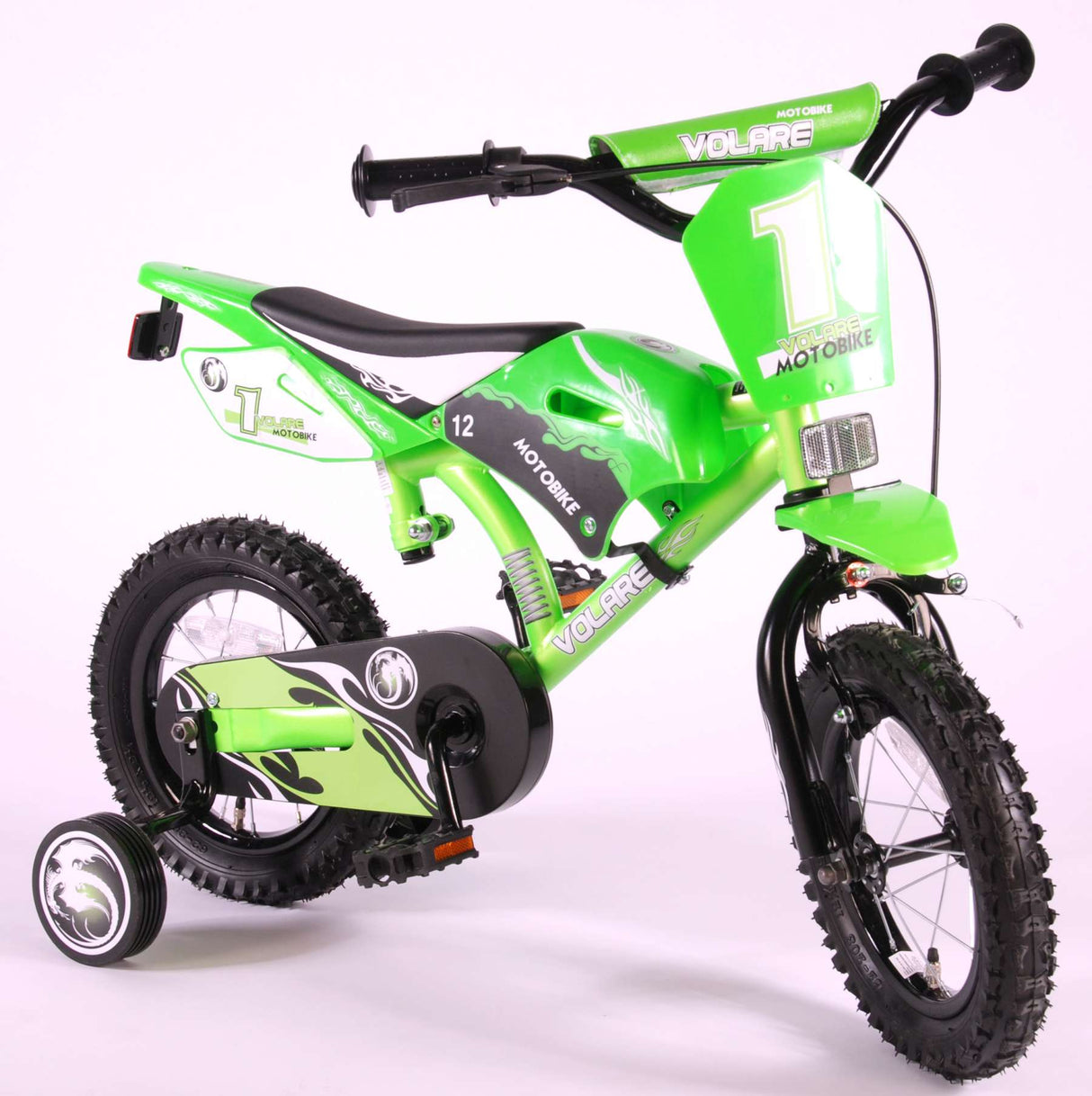 Volare Motorbike Children's Bike - Boys - 12 inch - Green - 95% assembled