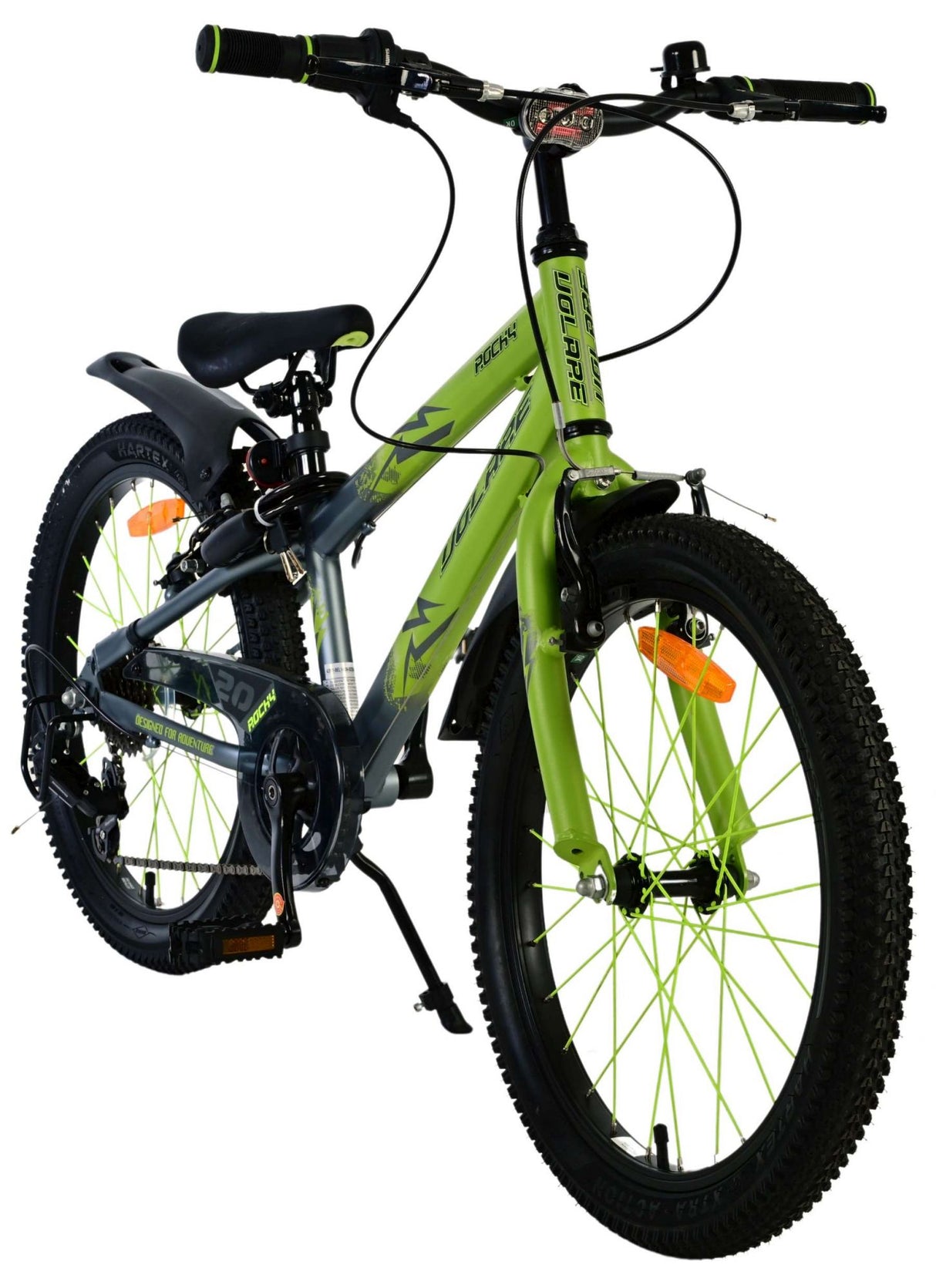 Volare rocky kinderfiets - 20 inch - 7 speed - groen grijs