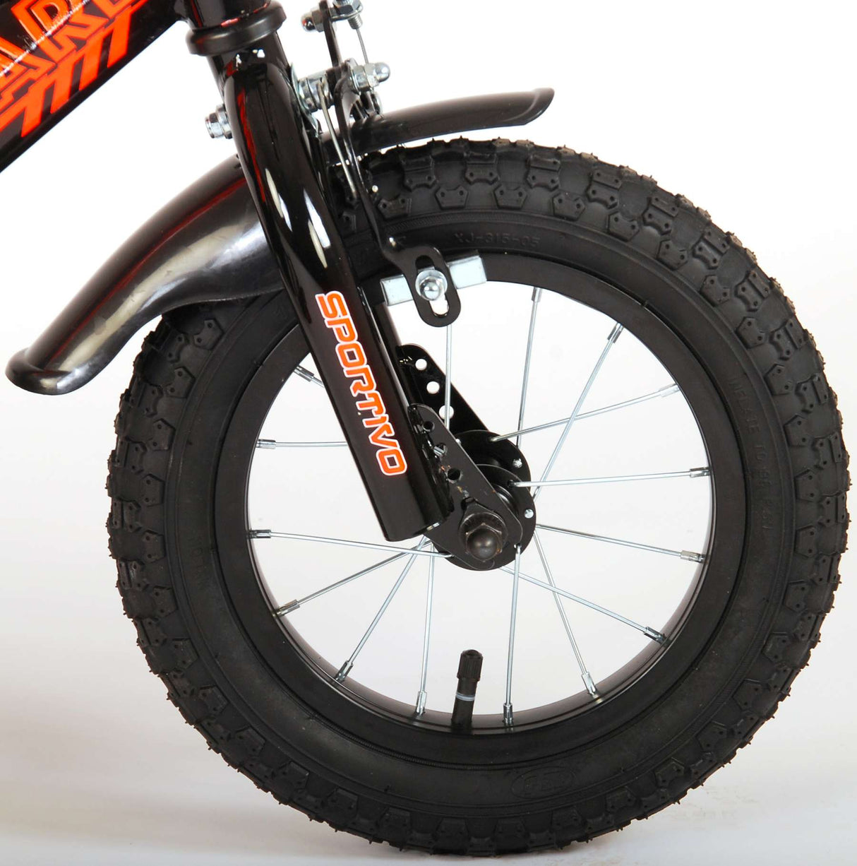Volare Sportivo Children's Bicycle - Boys - 12 inch - Neon Oranje Black - Two Hand brakes - 95% assembled