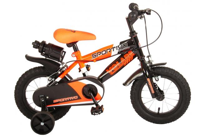 Volare Sportivo Children's Bicycle - Boys - 12 inch - Neon Oranje Black - Two Hand brakes - 95% assembled