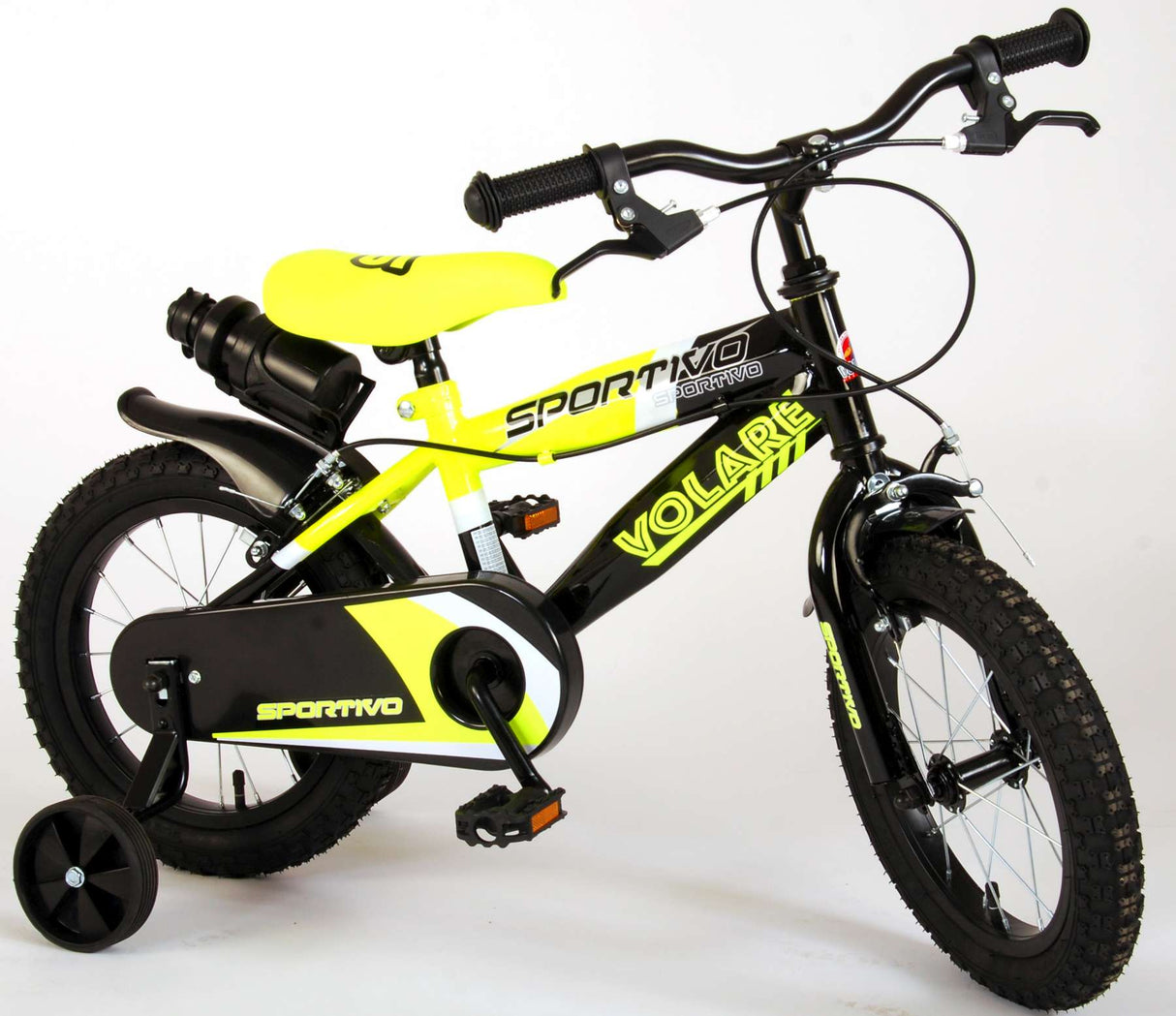 Volare Sportivo Children's Bike Boys 14 inch Neon Geel Black Two hand brakes 95% assembled