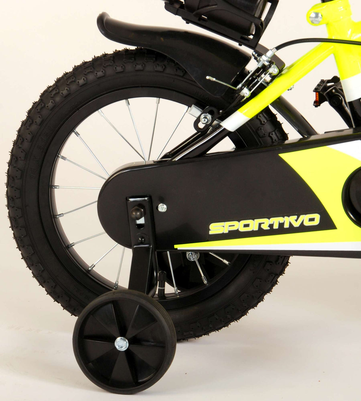 Volare Sportivo Children's Bike Boys 14 inch Neon Geel Black Two hand brakes 95% assembled