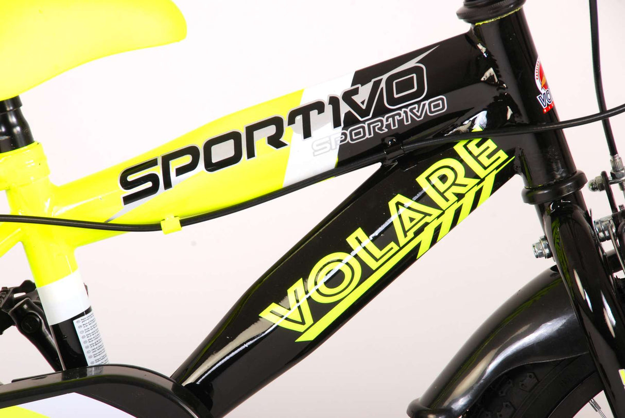 Volare Sportivo Children's Bike Boys 14 inch Neon Geel Black Two hand brakes 95% assembled