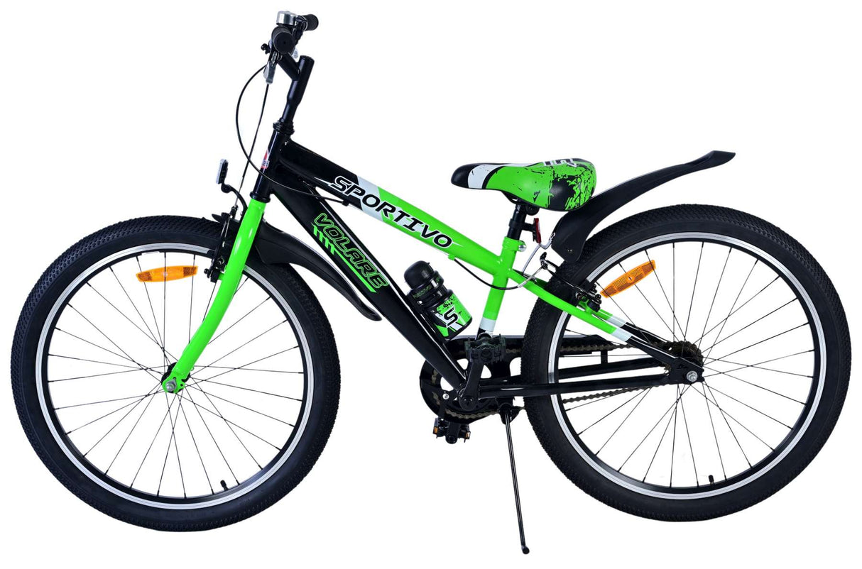 Volare Sportivo Children's Bicycle - Boys - 24 Inch - Black Green - Two Hand brakes