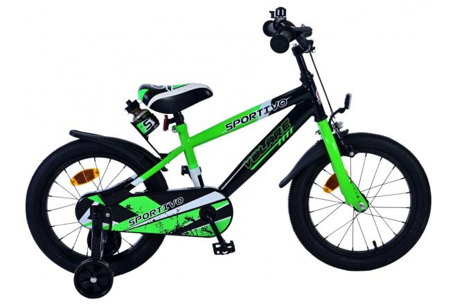 Bicycle per bambini Sports Stirare SportVo - Boys - 16 pollici - Verde Nero