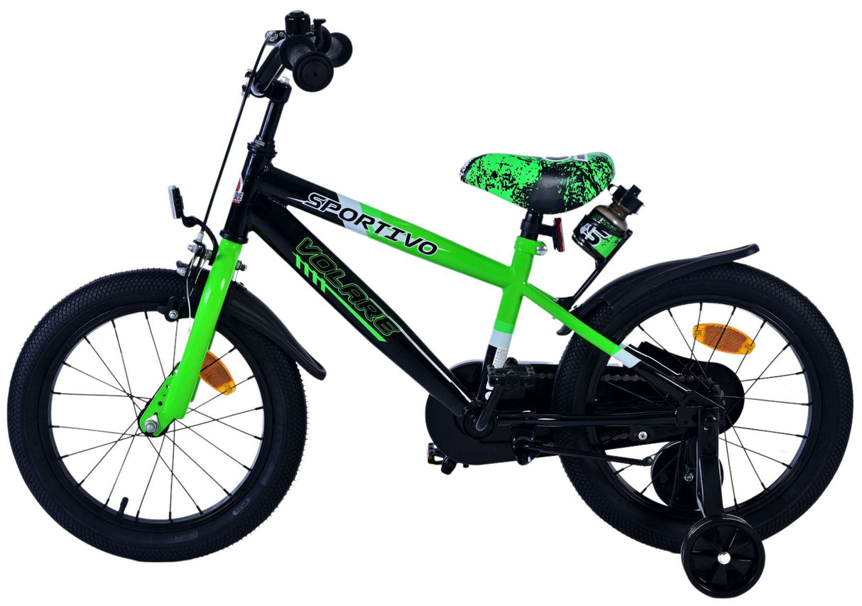 Bicycle per bambini Sports Stirare SportVo - Boys - 16 pollici - Verde Nero