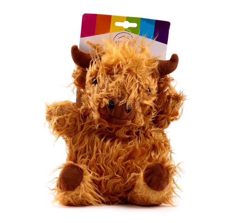 Highland Koe plouch Mikrowelle Hëtzepack Lavends Weess