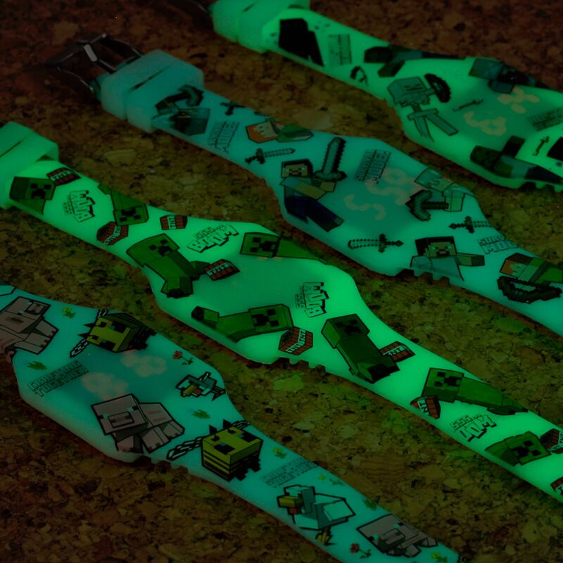 Minecraft glow in the dark digital silicone watch